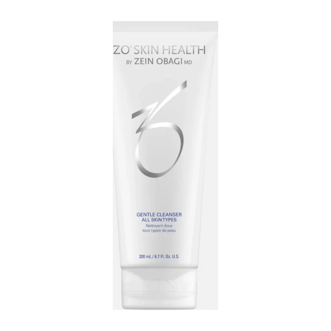 ZO Skin Health Gentle Cleanser in a white tube with silver lettering